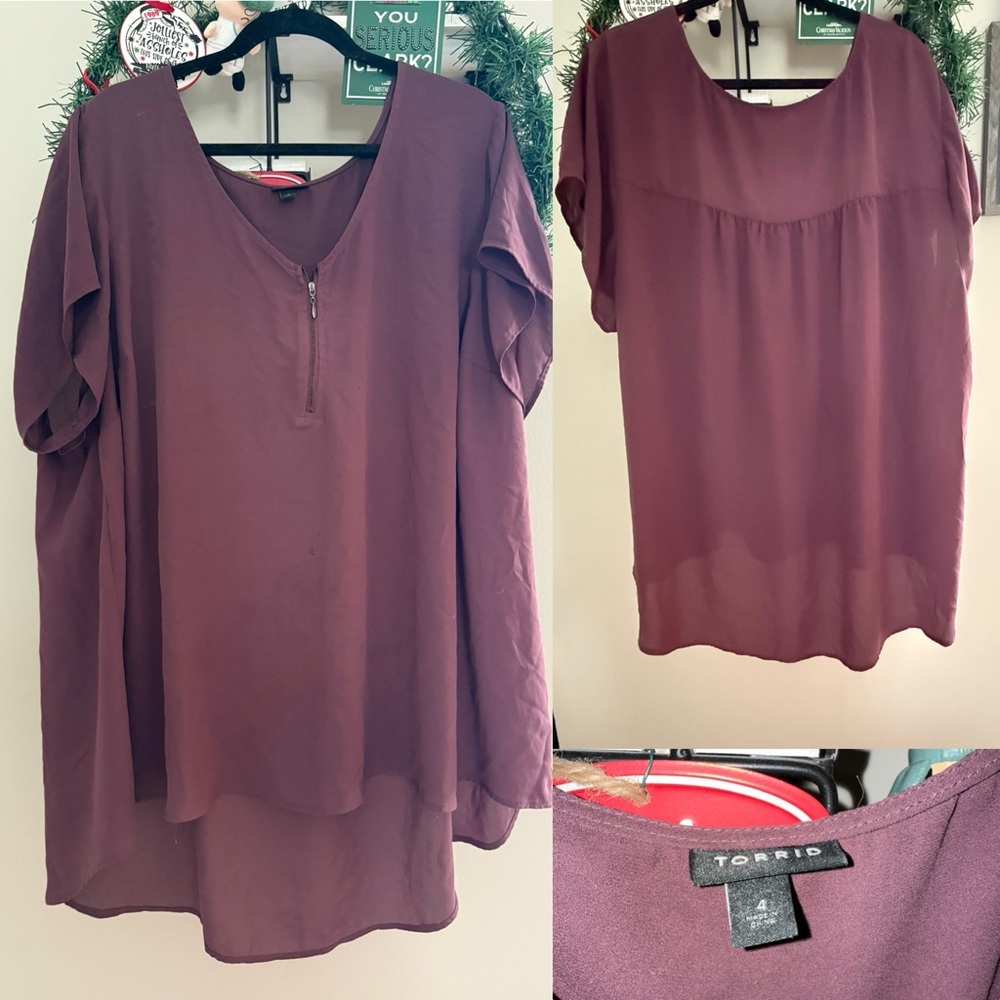 Torrid 4 Purple Top with Zipper Detail